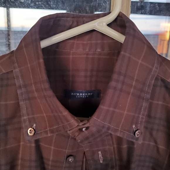 BURBERRY LONDON Vintage mens Brown Nova Check button front shirt Made in USA M - Picture 8 of 8